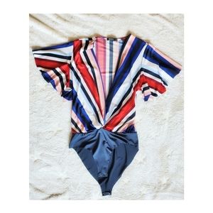 Bershka Colorful body suit striped size medium